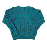 Vintage 90’s GANT Teal Cable Knit Paisley Sweater