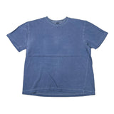 A faded blue short-sleeve crewneck t-shirt laid flat on a white background.