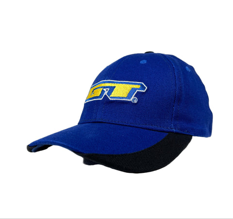 Blue cap with a logo on a white background