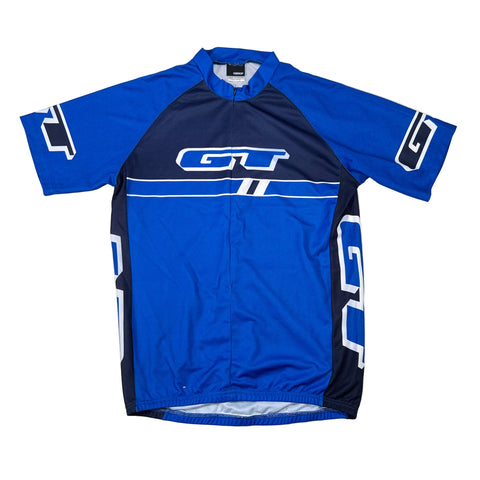 Vintage 90’s GT Bicycles Blue White Short Sleeve Cycling Jersey
