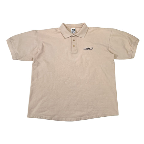 Beige polo shirt with a GT Bikes logo on a white background