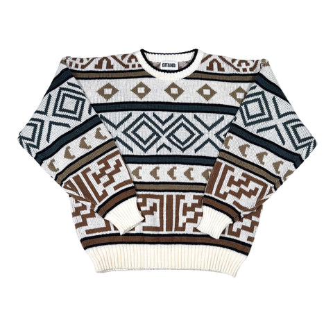 Dog sweater with geometric pattern on a white background
