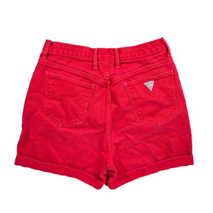 Vintage 90's Guess USA Red High-Waisted Denim Shorts