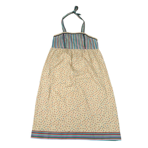Vintage 90's Halter Sundress with Striped Bodice and Floral Skirt
