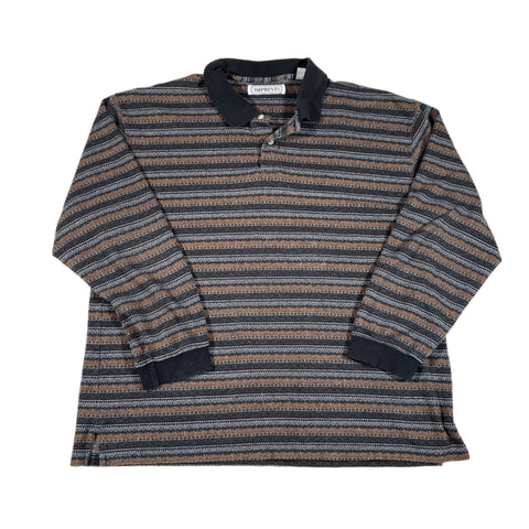 Vintage 90's Imprints Striped Long Sleeve Rugby Shirt