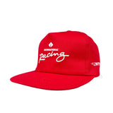 Red cap with 'International Racing' logo on a white background