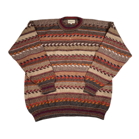 Vintage 90's Intiwara Alpaca Striped Knit Crewneck Sweater