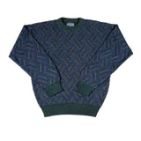 Vintage 90’s Jantzen Classics Green &amp; Blue Textured Knit Sweater