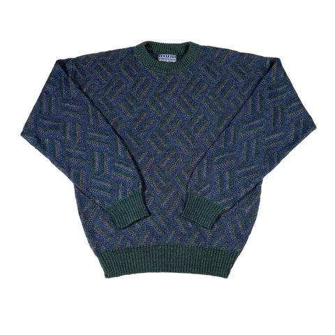 Vintage 90’s Jantzen Classics Green &amp; Blue Textured Knit Sweater