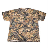 Camouflage-patterned fabric on a white background