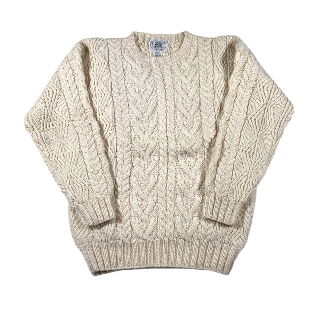 【A-47】訳ありRough Waters セーター ホワイト L Vintage 90's John Ashford Wool Hand Knit Sweater – CobbleStore Vintage
