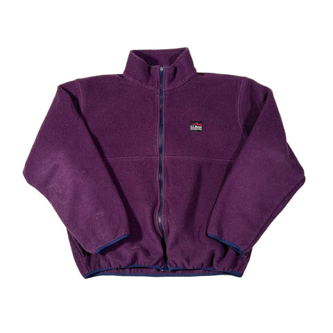 Purple fleece jacket with a brand logo on a white background