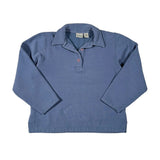 Blue long-sleeve polo shirt on a white background