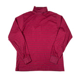 Red turtleneck shirt with thin stripes on a white background