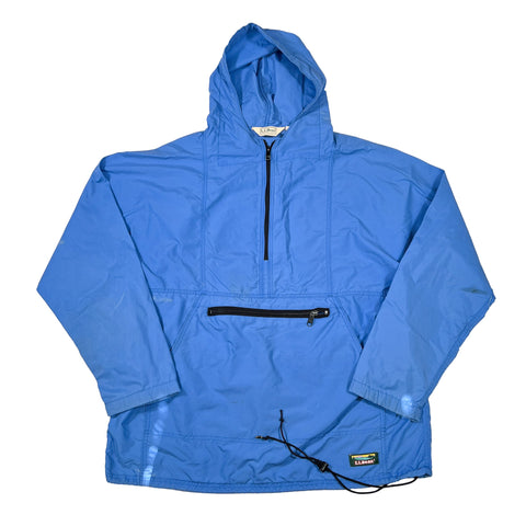 Blue hooded jacket with a brand logo on a white background