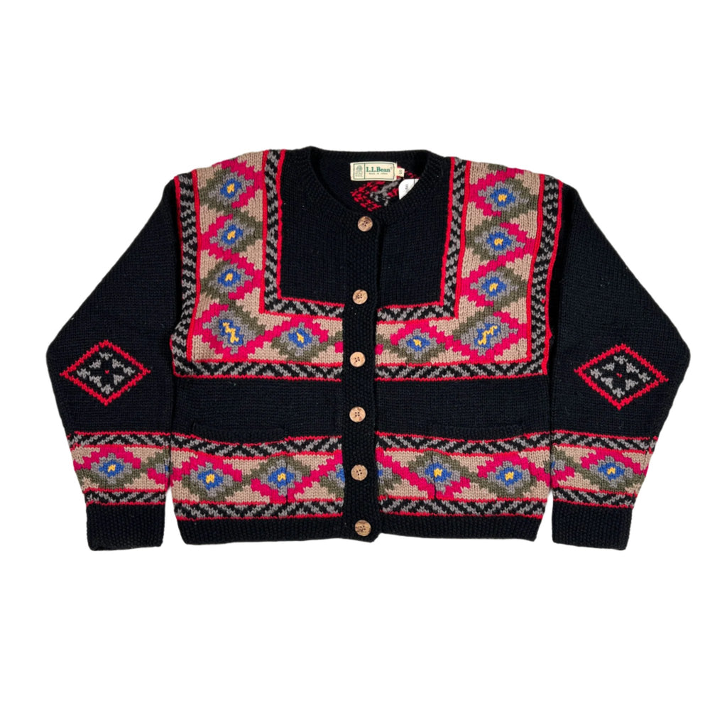 L.L.Bean wool cardigan, vintage 80s-90s, image size:1024x1024