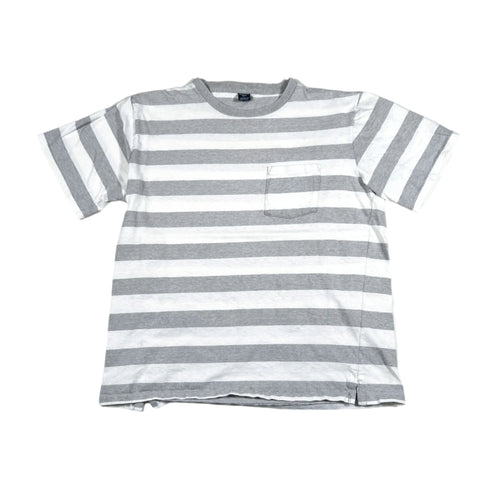 Vintage 90's Land's End Gray Striped Pocket T-Shirt