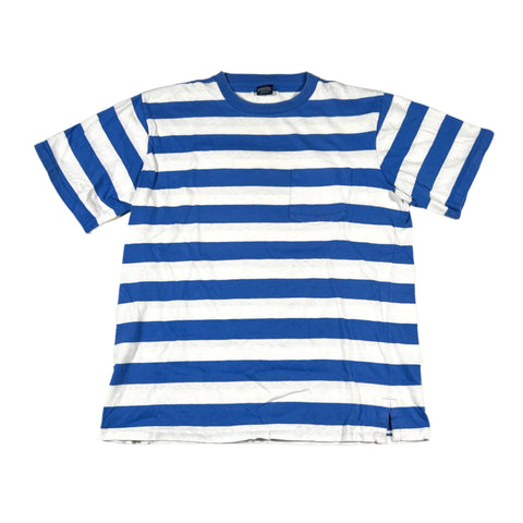 Vintage 90's Lands' End Blue & White Stripe Pocket T-Shirt