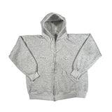 Gray hoodie with a zipper on a white background
