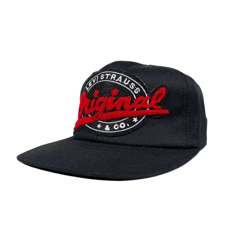 Vintage 90's Levi Strauss Black Chenille Sample Snapback Hat