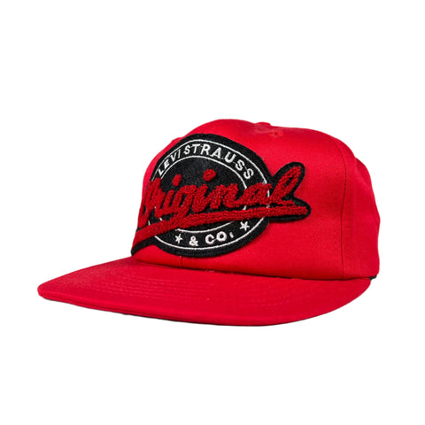Vintage 90's Levi Strauss Red Chenille Sample Snapback Hat