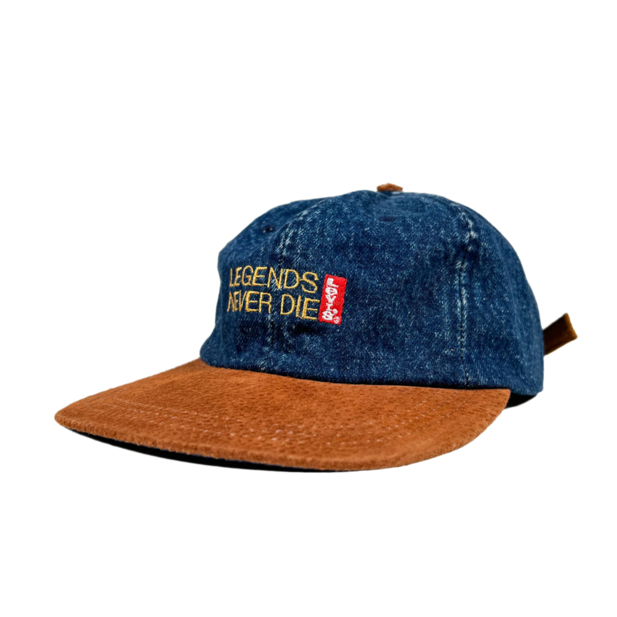 Vintage 90's Levi's “Legends Never Die” Denim & Suede Sample Hat ...