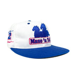 White and blue cap with 'Mane 'n Tail' logo on a white background