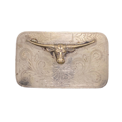 Vintage 90's Mexican Longhorn Steer Belt Buckle