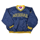 Blue jacket with 'Michigan' text and yellow accents on a white background