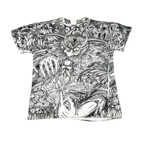 Vintage 90's Morbid Rags All Over Print Warlock T-Shirt