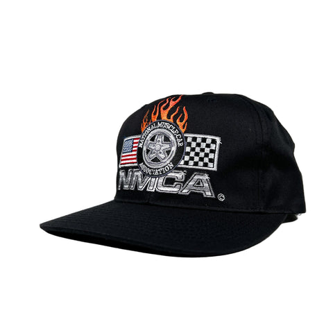 Black cap with NVICA logo and flame design on a white background
