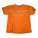 Orange t-shirt with a logo on a white background