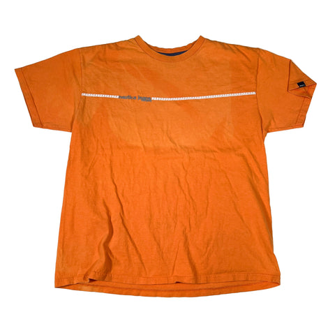 Orange t-shirt with a logo on a white background