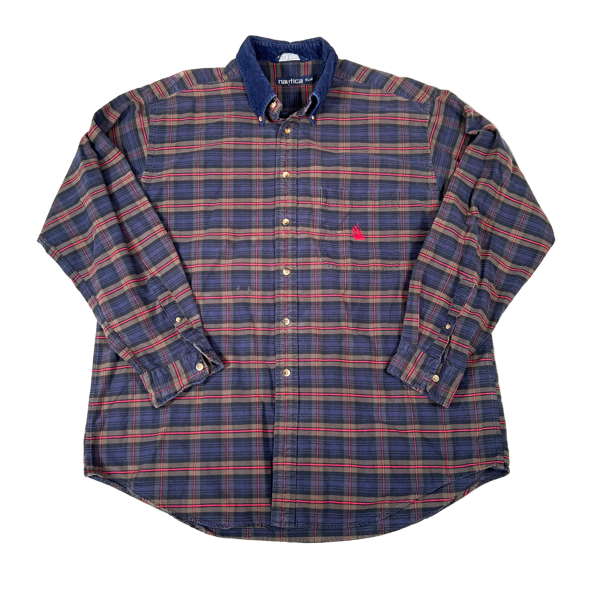 Vintage 90’s Nautica Plaid Flannel Button-Up Shirt – CobbleStore Vintage