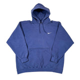 Blue hoodie with a Nike logo on a white background