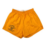 Orange shorts with a logo on a white background