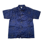 Blue patterned shirt on a white background