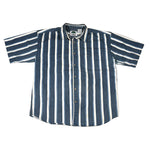 Blue and white striped shirt on a white background