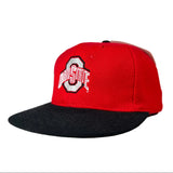 Red and black Ohio State cap on a white background