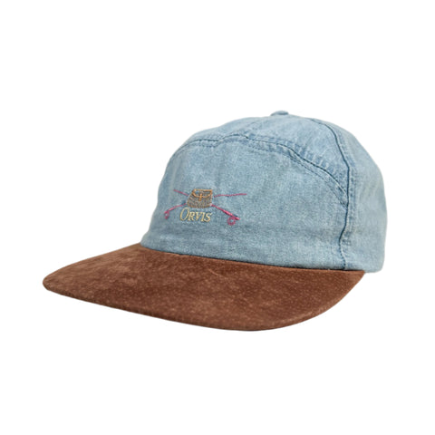 Vintage 90's Orvis Chambray Fishing Suede Brim Hat