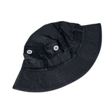 Black bucket hat with a bow on a white background