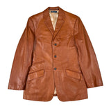 Brown leather jacket on a white background