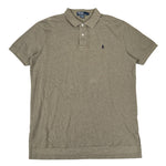 Gray Polo shirt with brand logo on a white background