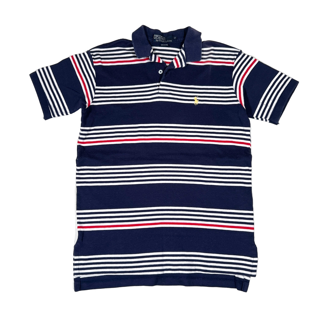 トップス 1990's Polo by Ralph Lauren polo shirt Vintage 90's Polo by Ralph Lauren USA-Made Navy Red White Stripe