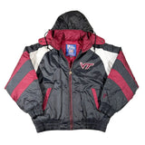 Gray and red jacket with a logo on a white background