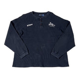 Navy long-sleeve shirt with 'STAFF' and 'Pine Plains' text on a white background