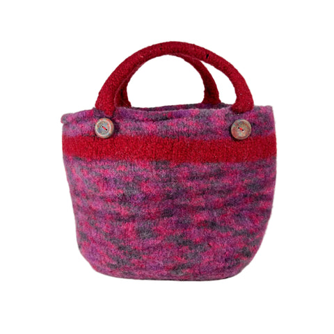 Vintage 90's Red Felted Wool Knit Tote Purse