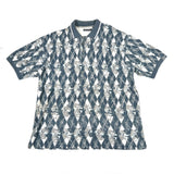 Vintage 90's Reebok Grey Abstract Argyle Knit Polo Shirt
