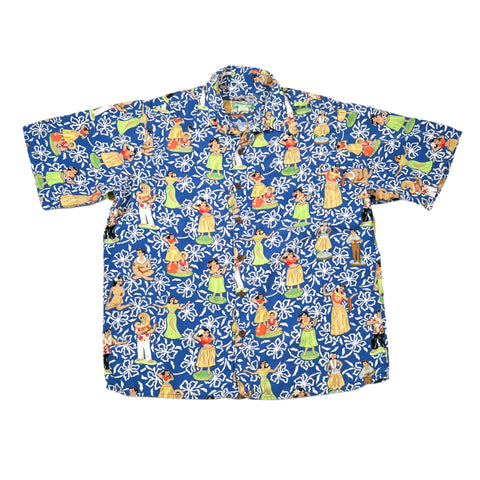 Vintage 90's Reyn Spooner Hawaiian Hula Girl Print Aloha Shirt