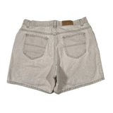 Light gray denim shorts on a white background